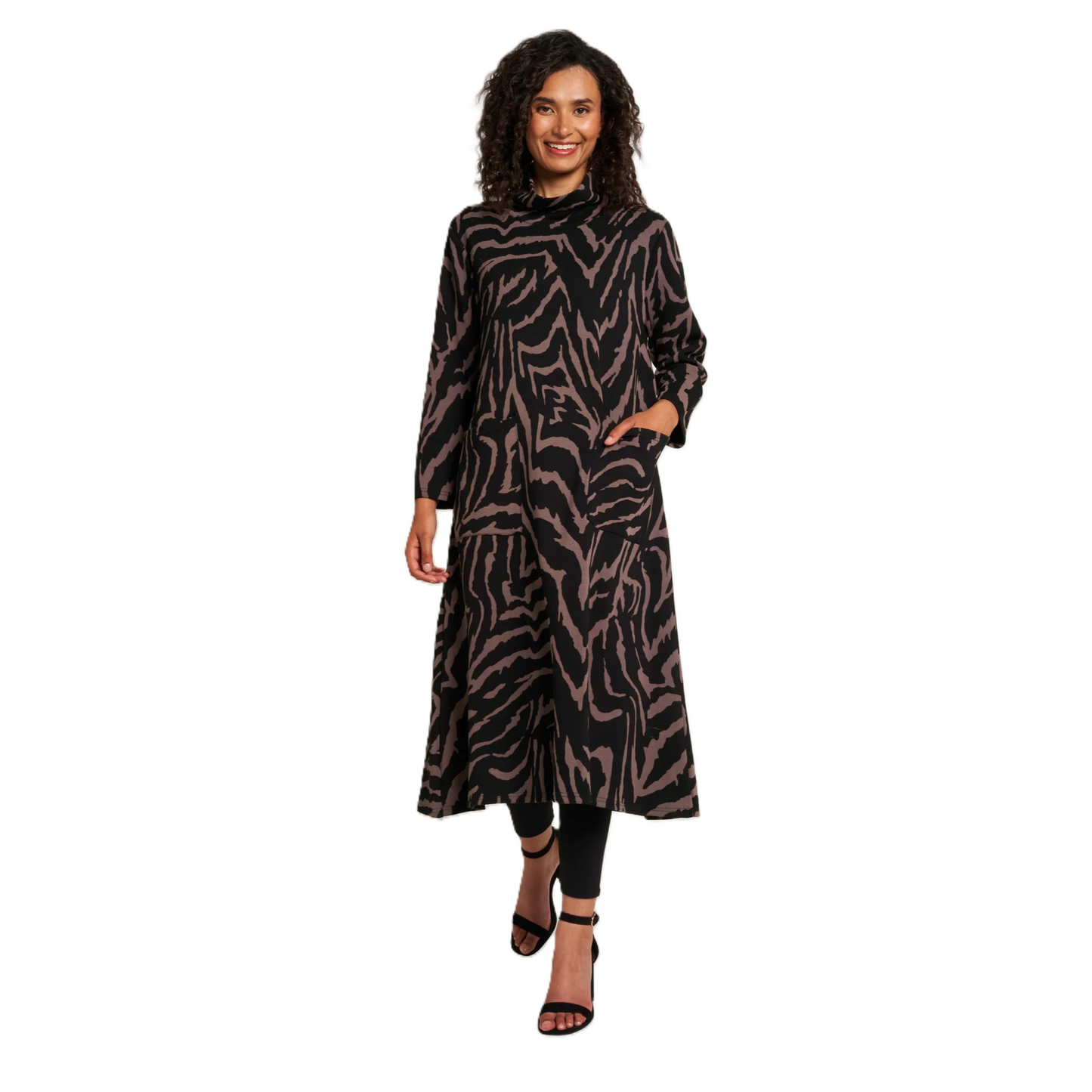 Saloos Roll Neck Midi Dress with Pockets