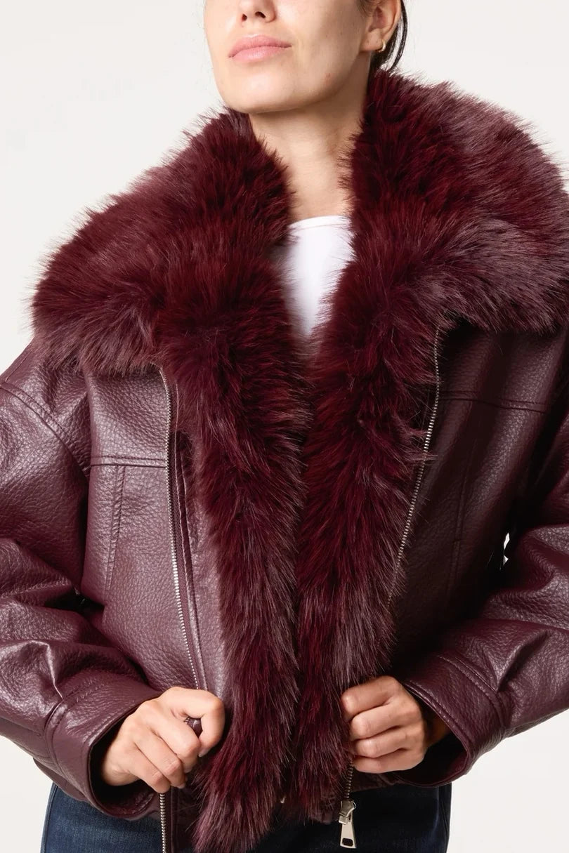 QED NL261115 Bomber Jacket with Faux Fur Collar