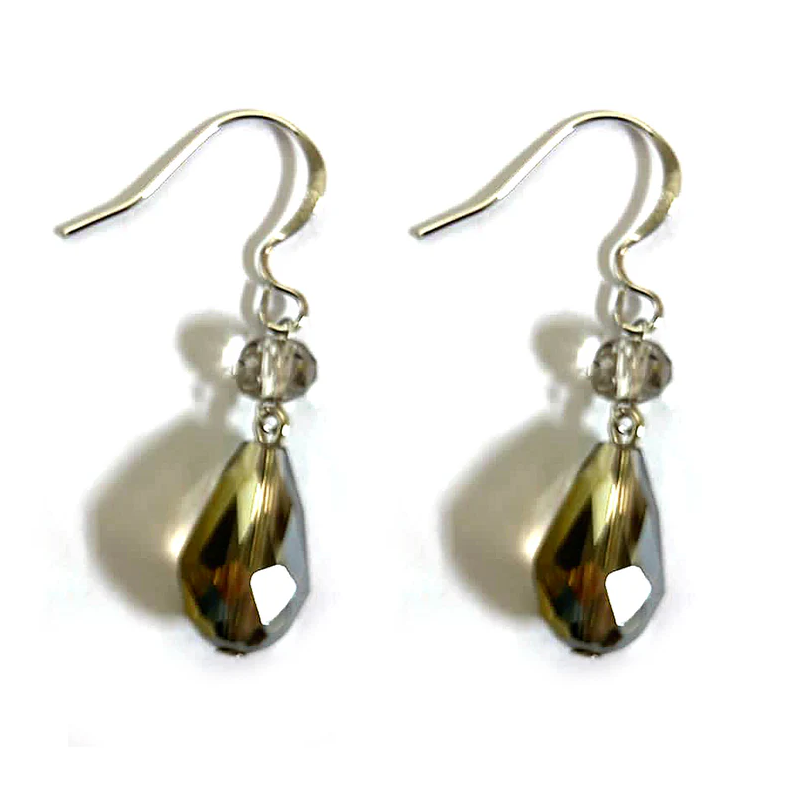 Lotus Feet Crystal Tear Drop Earrings