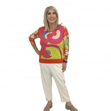 Malissa J WF2791 Abstract Jacquard Knitted Tank Top