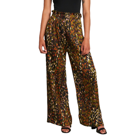 Saloos 7643-A Black Autumn Tones Pleated Trousers