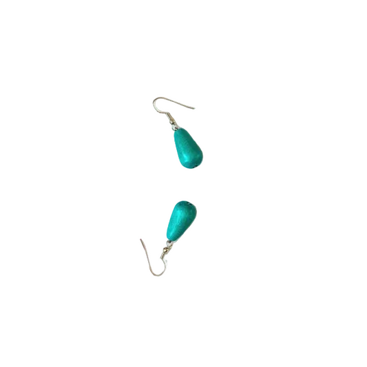 Lotus Feet HAE7 Lime Green Wood Tear Drop Earring