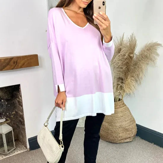 Malissa J 2 Tone V Neck Jumper