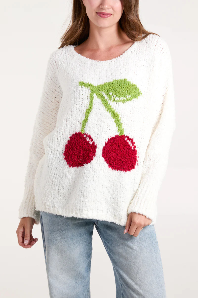 Crew Neck Jumper with Cherry front