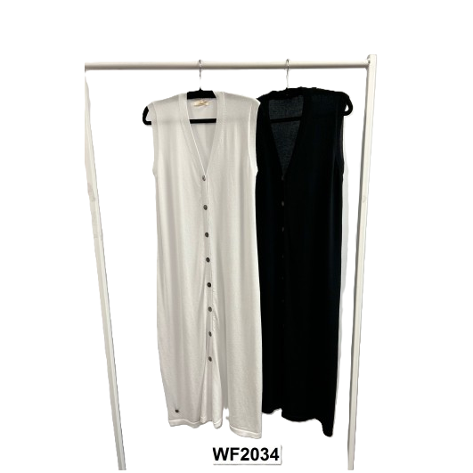 Malissa J WF2034 Longer Length Linen Knit Tabard Style Waistcoat Dress