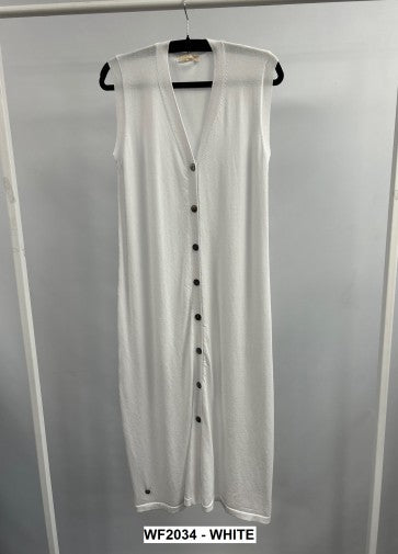 Malissa J WF2034 Longer Length Linen Knit Tabard Style Waistcoat