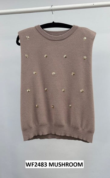 Malissa j Sleeveless knit top with sequins
