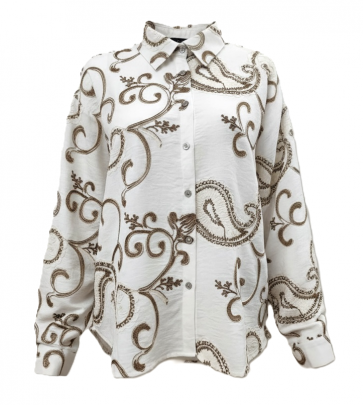 Malissa J WF2819 Embroidered Button Through Shirt