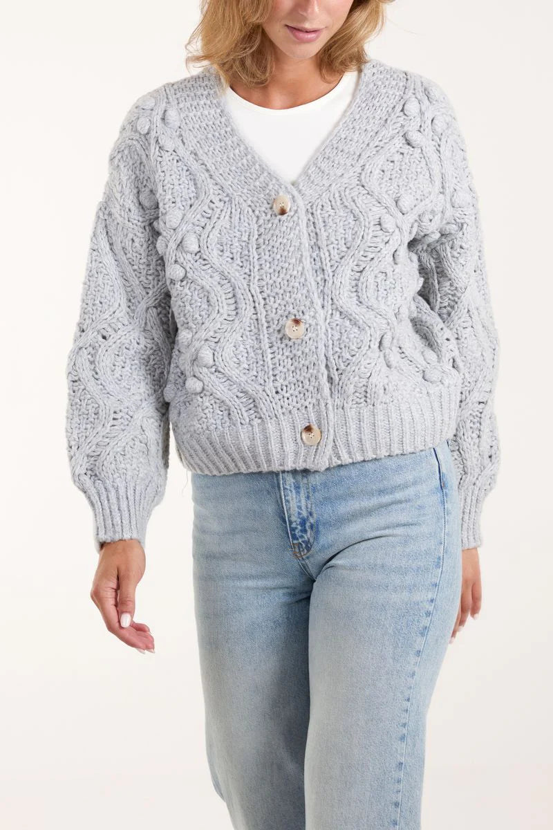 Wild Flower Chunky Cable Knit Cardigan