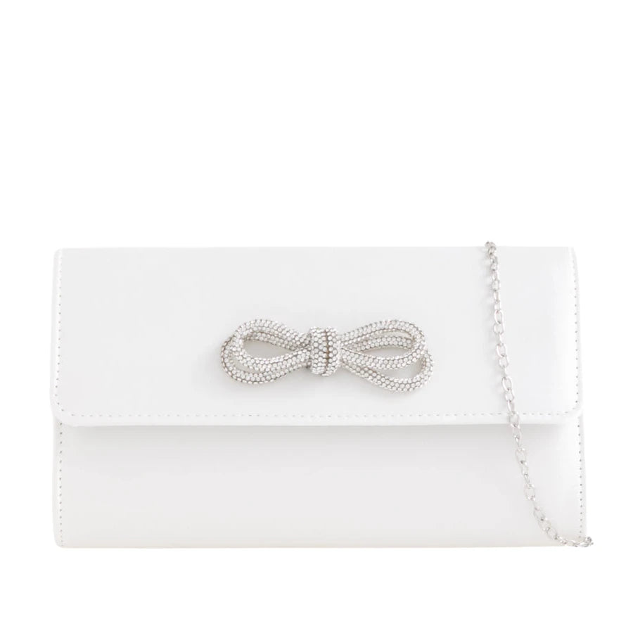 Koko Ivory Satin Bag with Diamante Bow