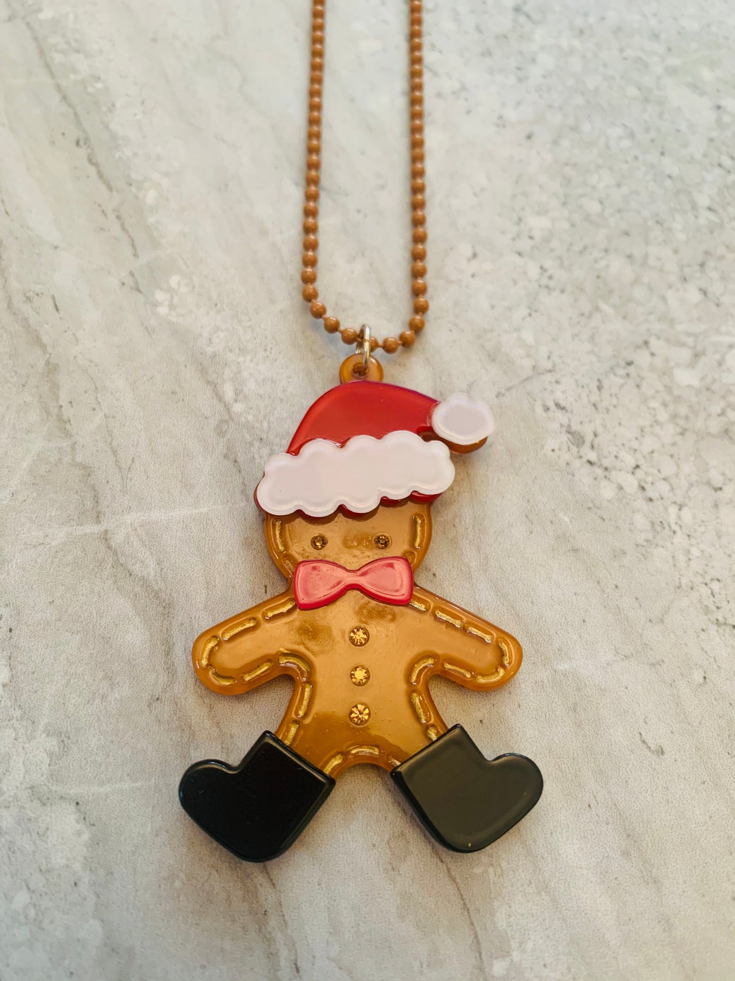 Gingerbread Santa Necklace