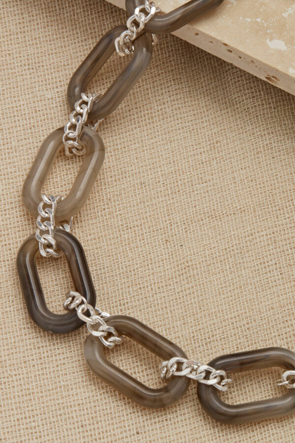 Envy Chain and resin necklace Silver