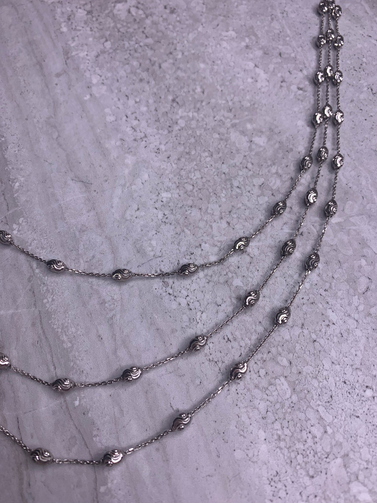 Annabella 3 Chain Rhodium Plated Silver Necklace
