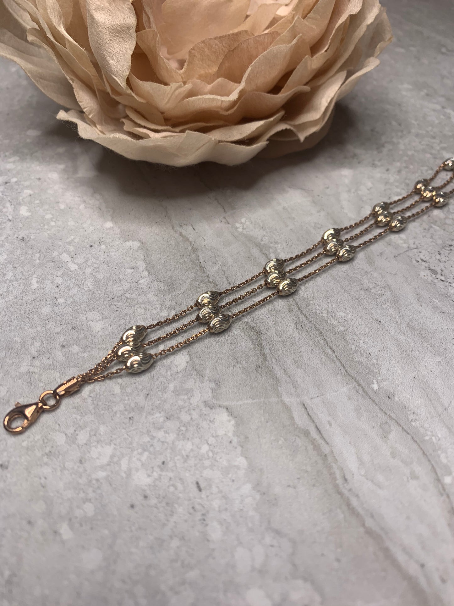 Annabella 3 Chain Bracelet Plated in Rose Gold and Rhodium