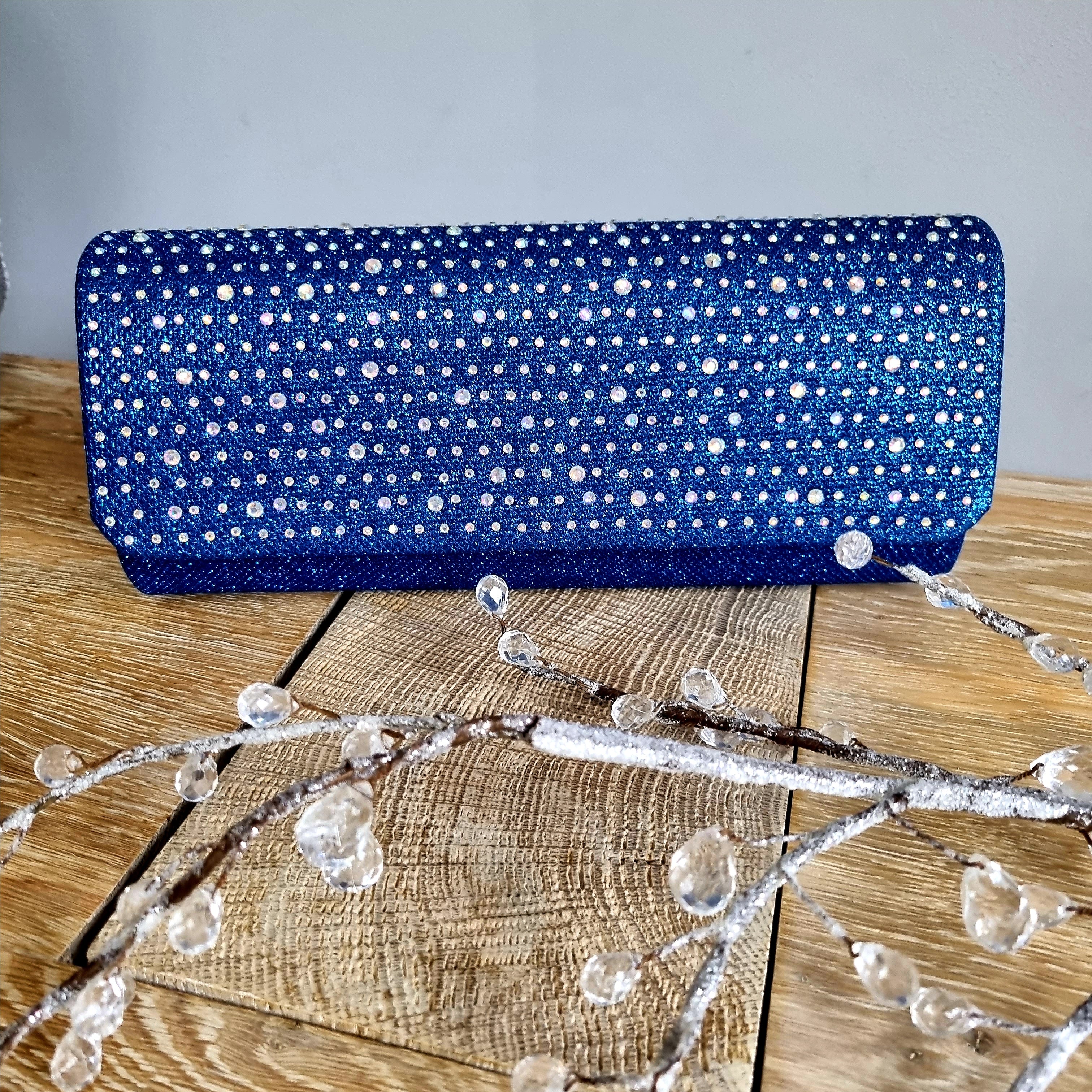 Blue diamante clutch discount bag