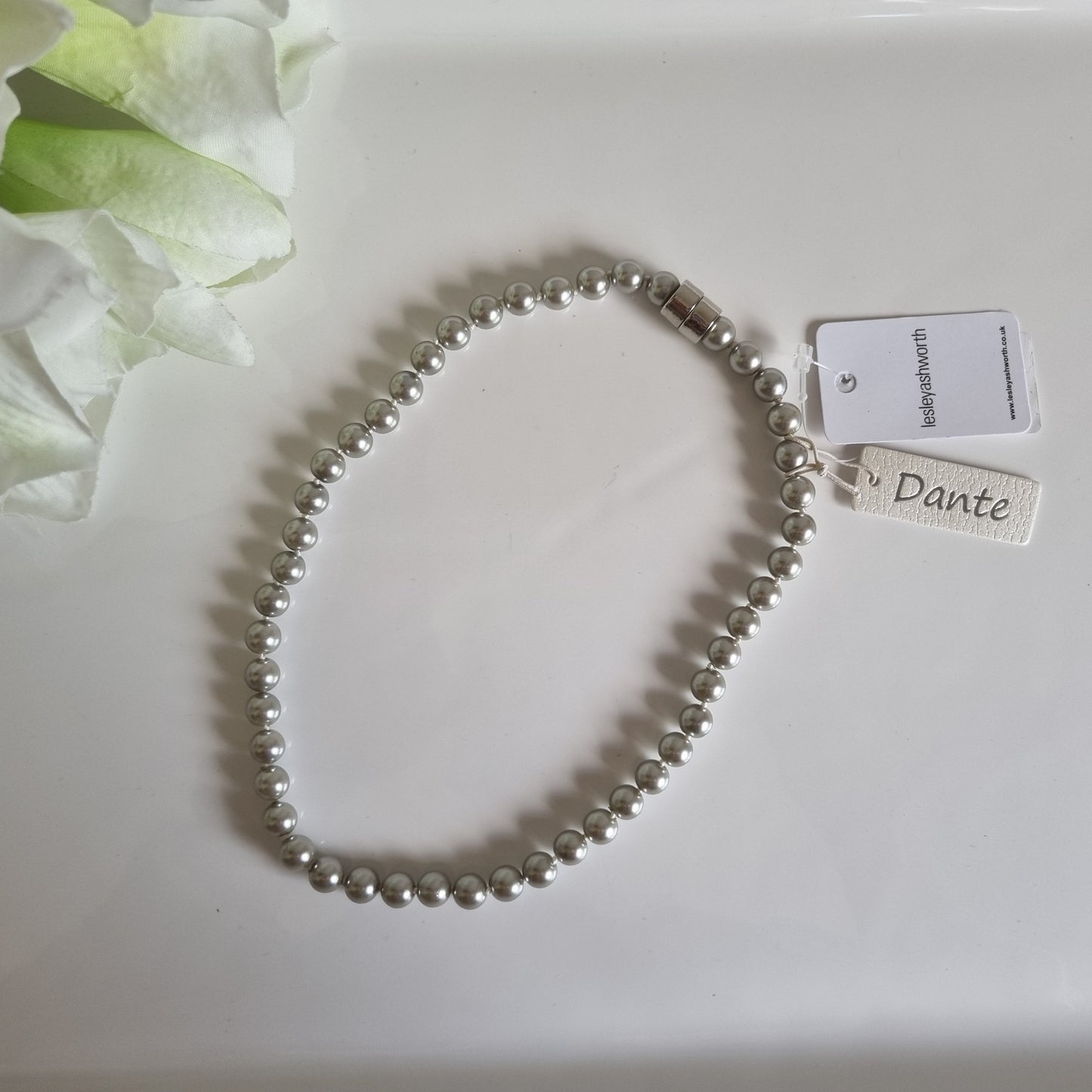 Dante silver pearl necklace