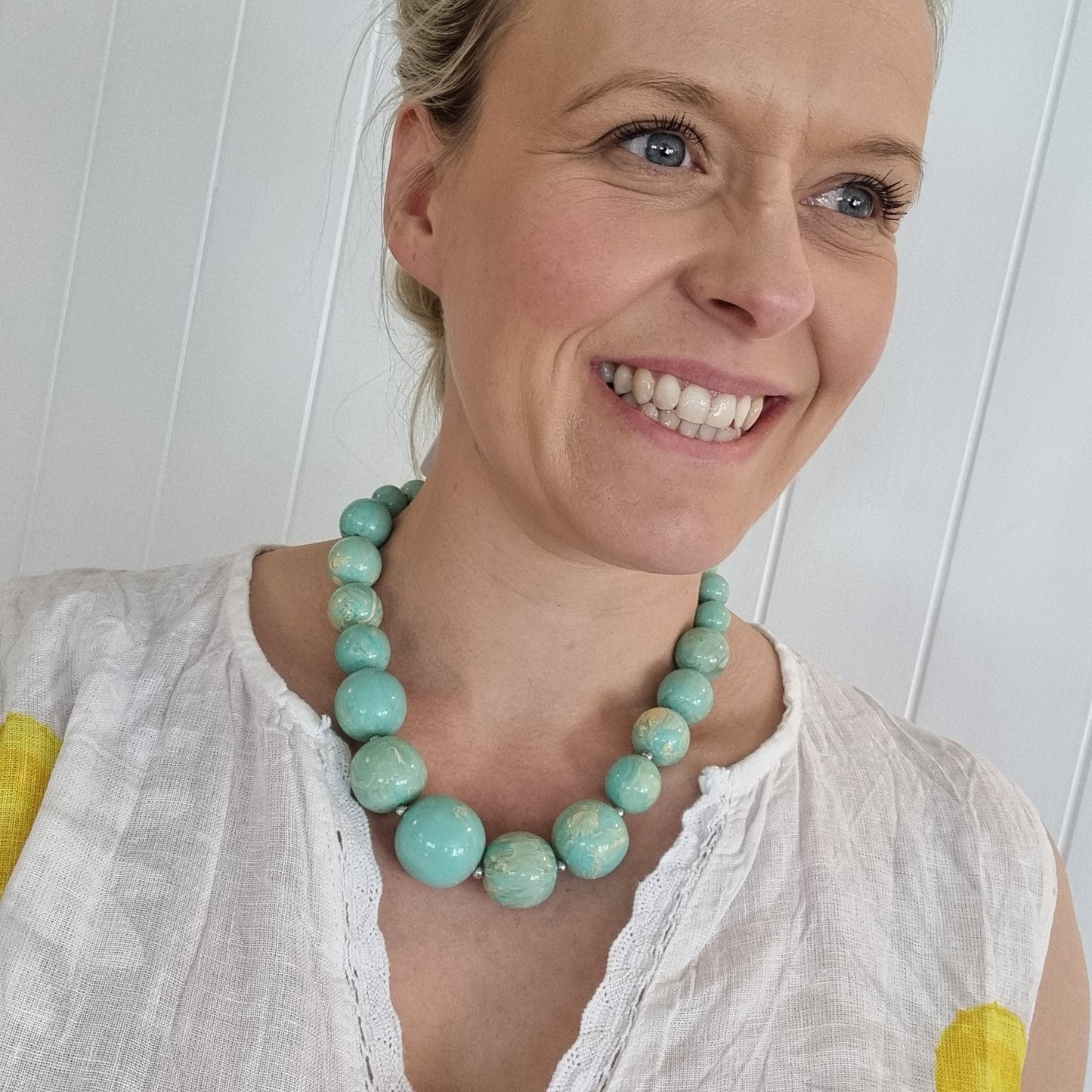 Dante mint green marble necklace