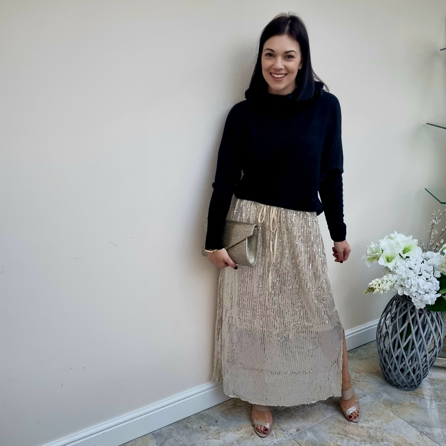 Malissa J Sequin lined skirt