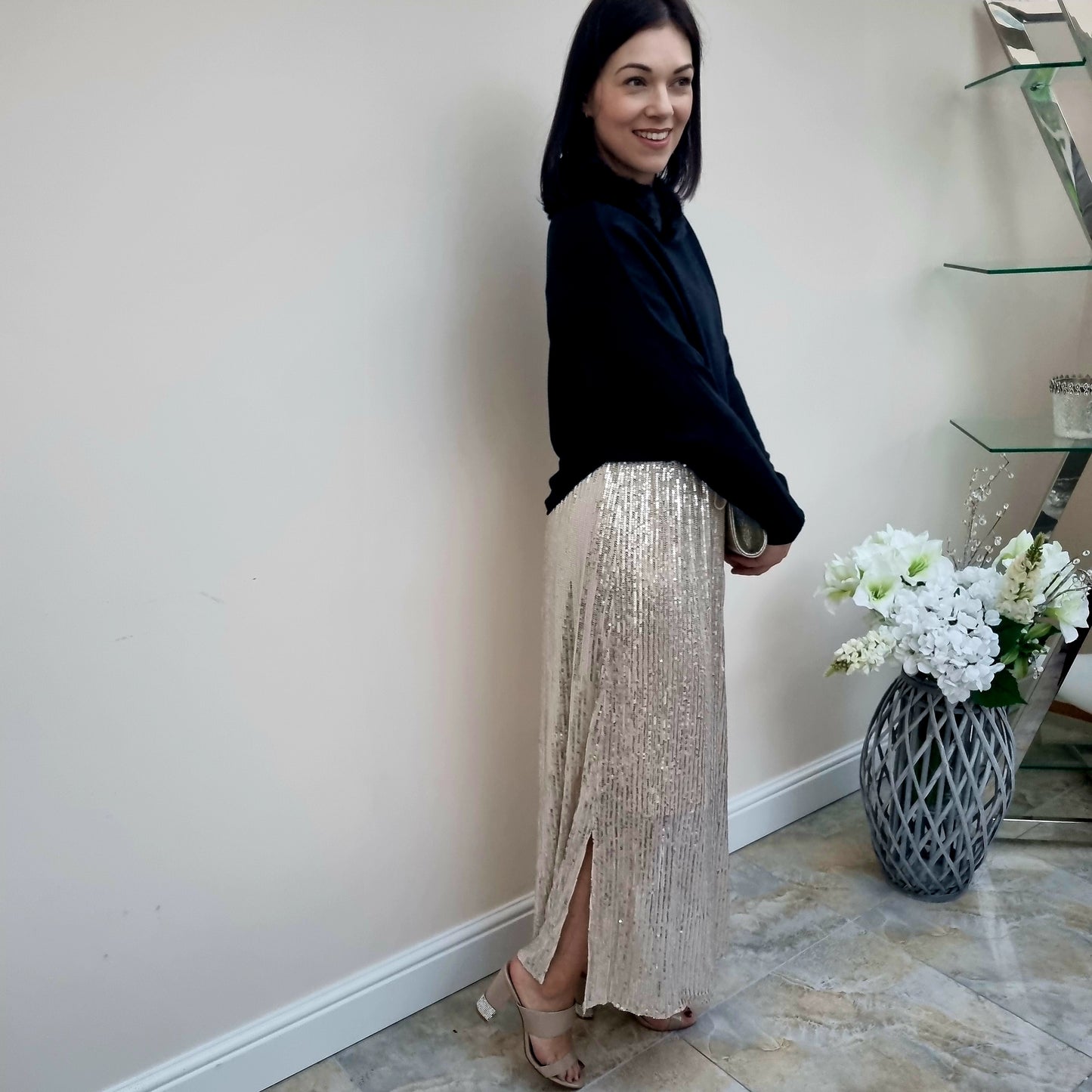 Malissa J Sequin lined skirt