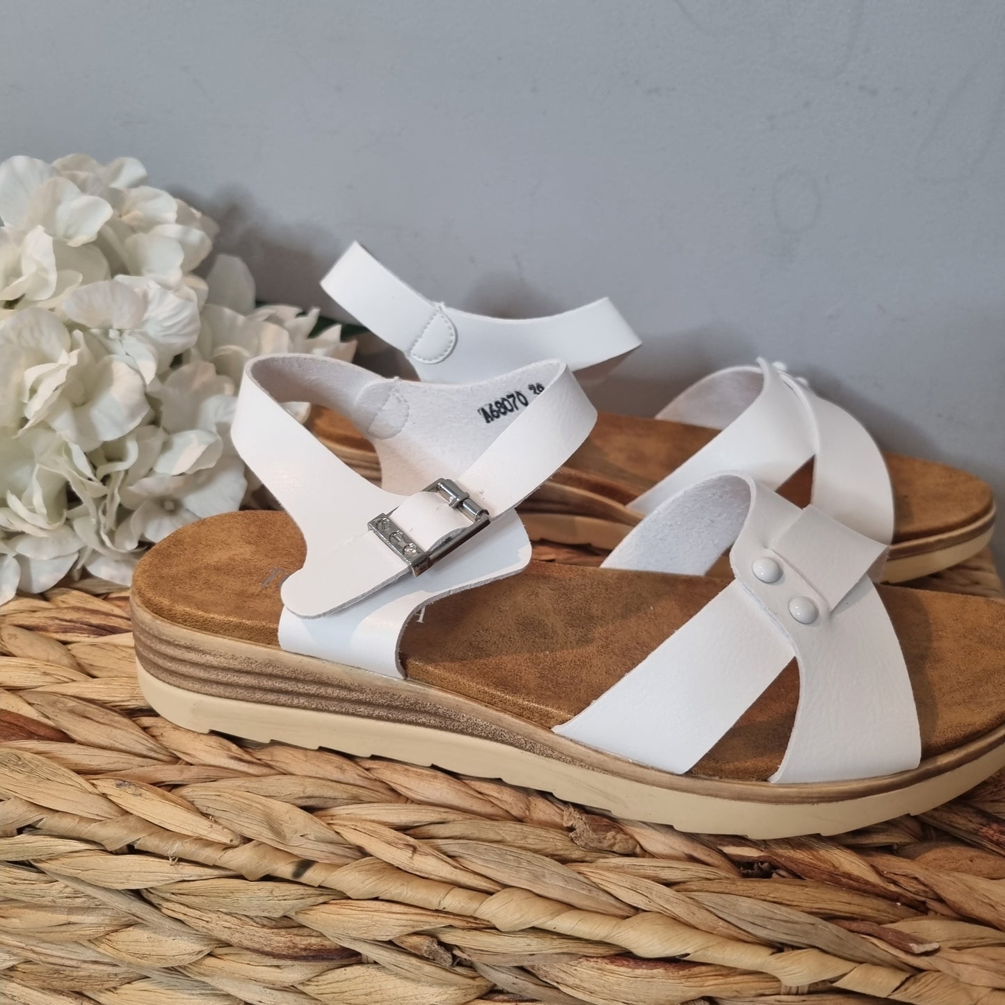 Faux Leather Sandal with Buckle Strap