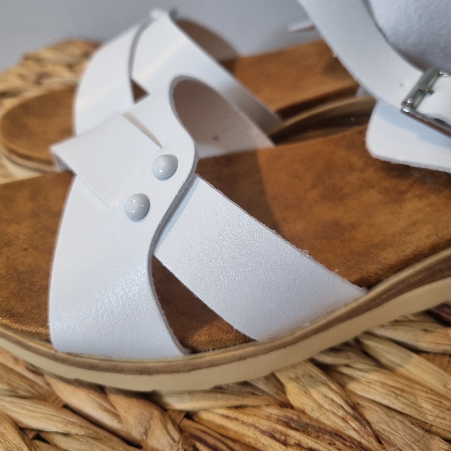 Faux Leather Sandal with Buckle Strap
