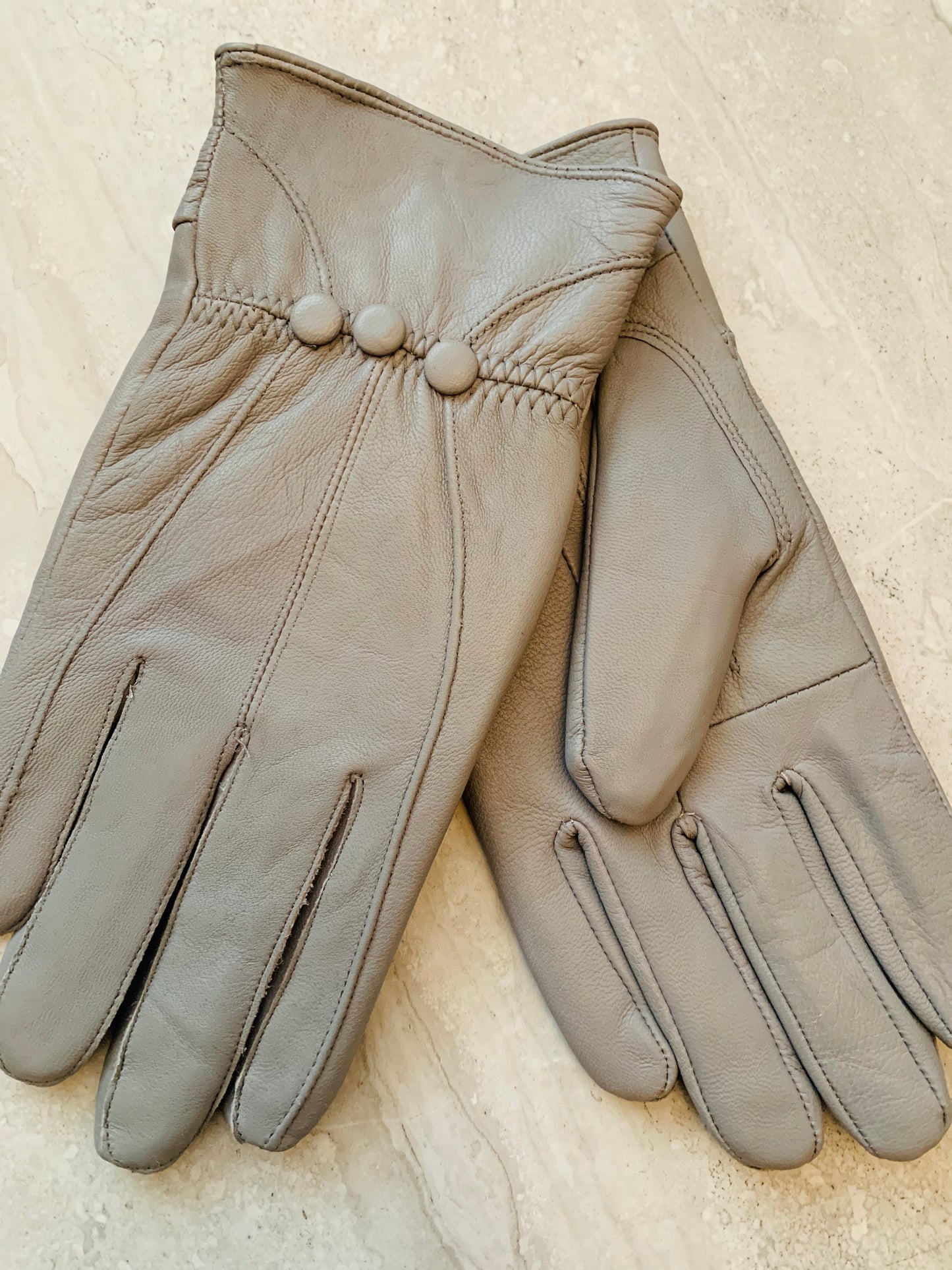 Ladies Leather Button Glove