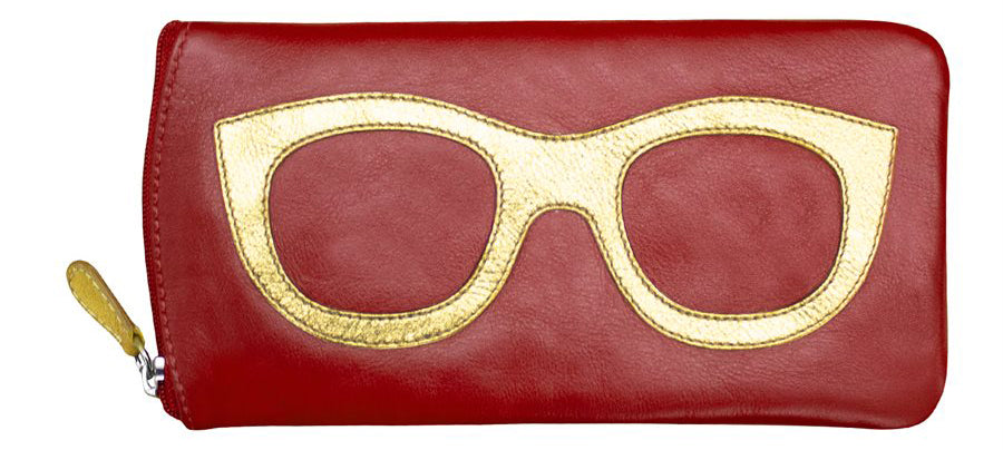 Leather Eyeglass Case with Glass Frame Print