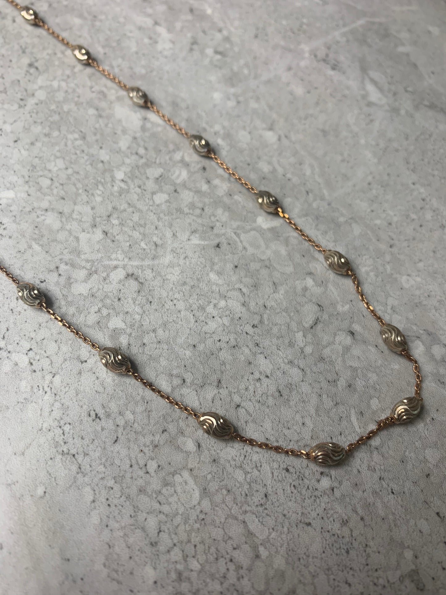 Annabella 24 Inch Rose Gold and Rhodium Plated Necklace