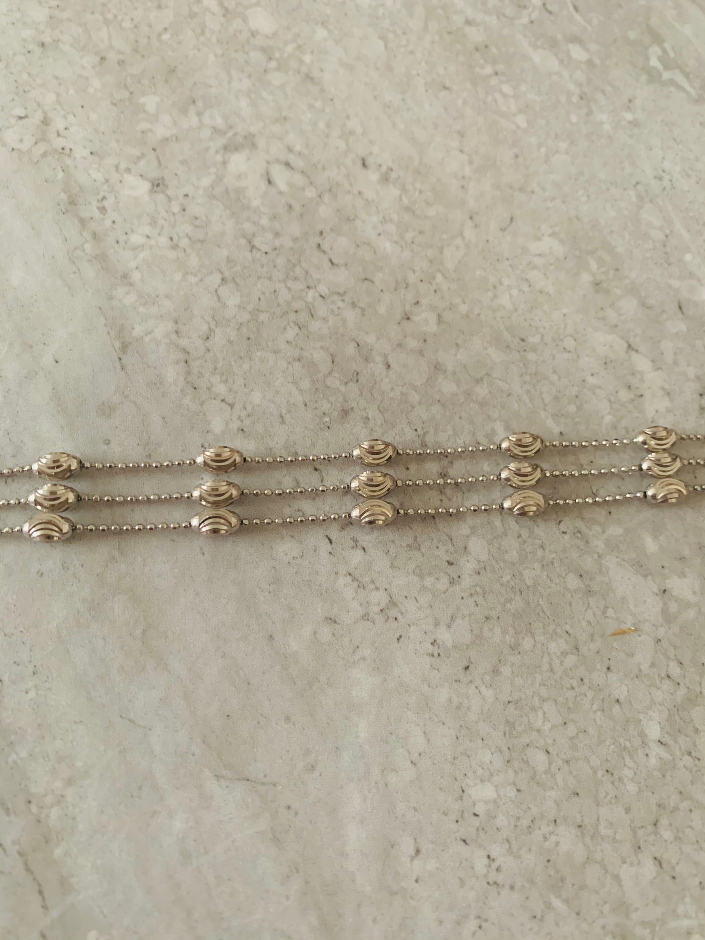 Annabella Triple Chain Rhodium Plated Silver Bracelet