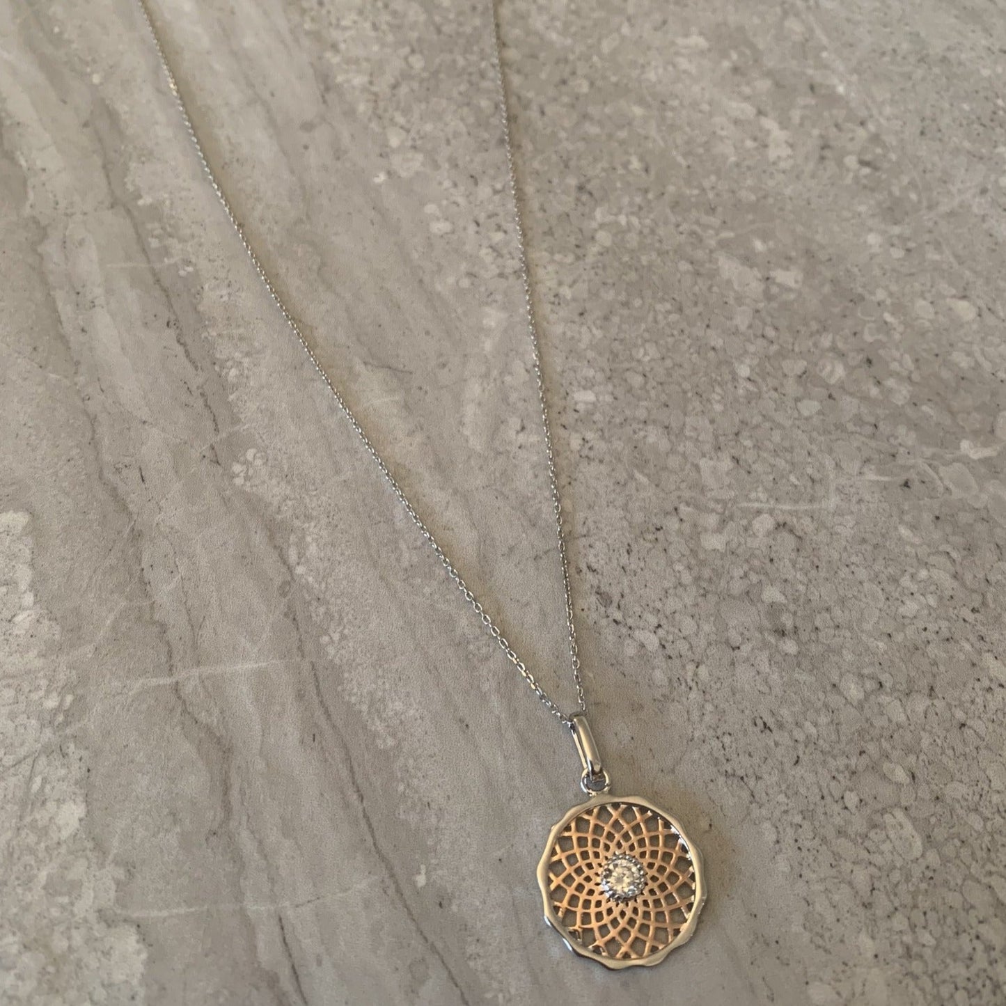 Park Lane Silver and Rose Gold Web Design Necklace