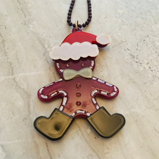 Gingerbread Santa Necklace