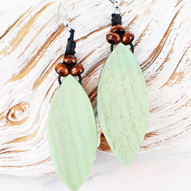 Wooden leaf earrings