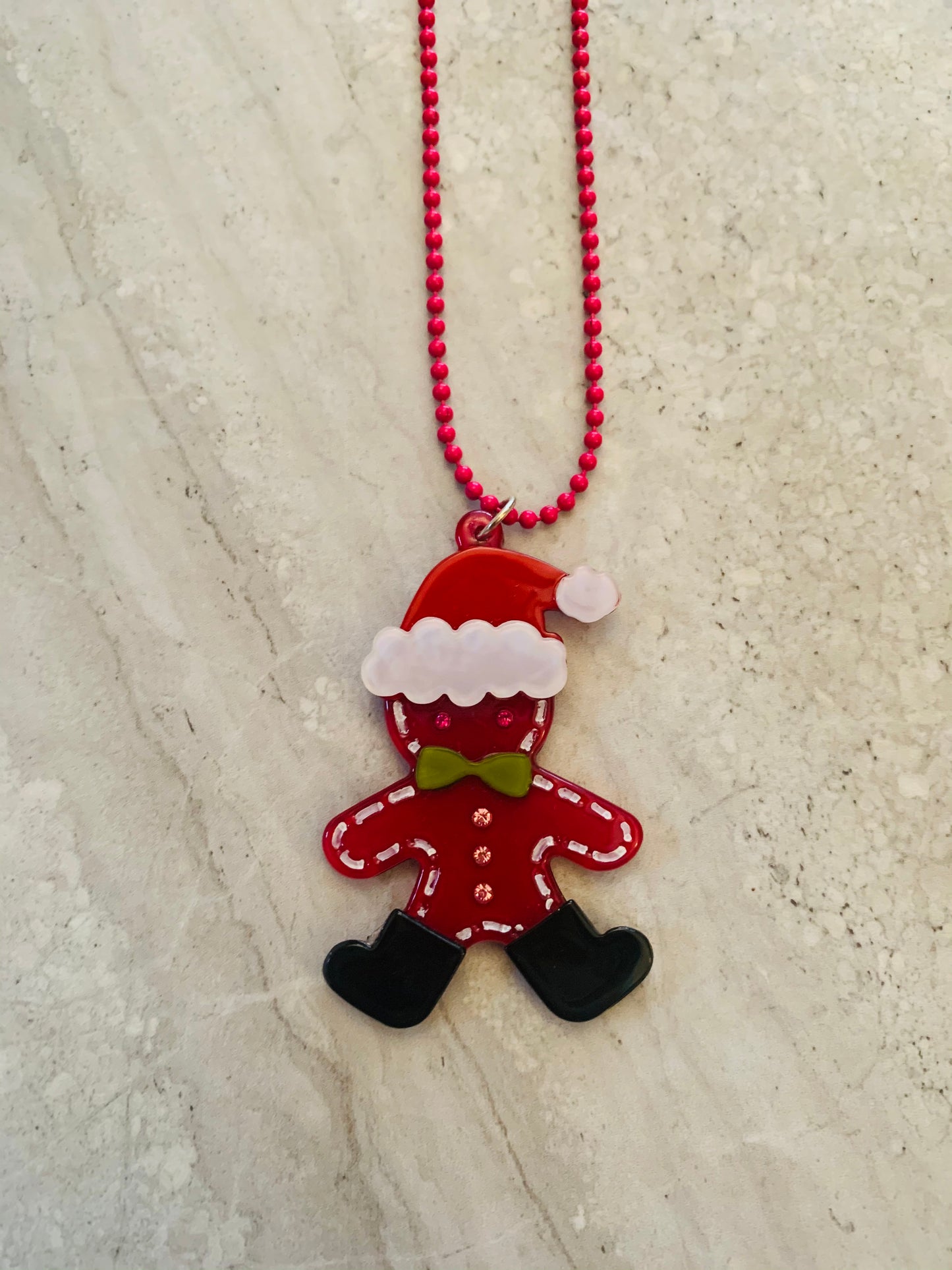 Gingerbread Santa Necklace