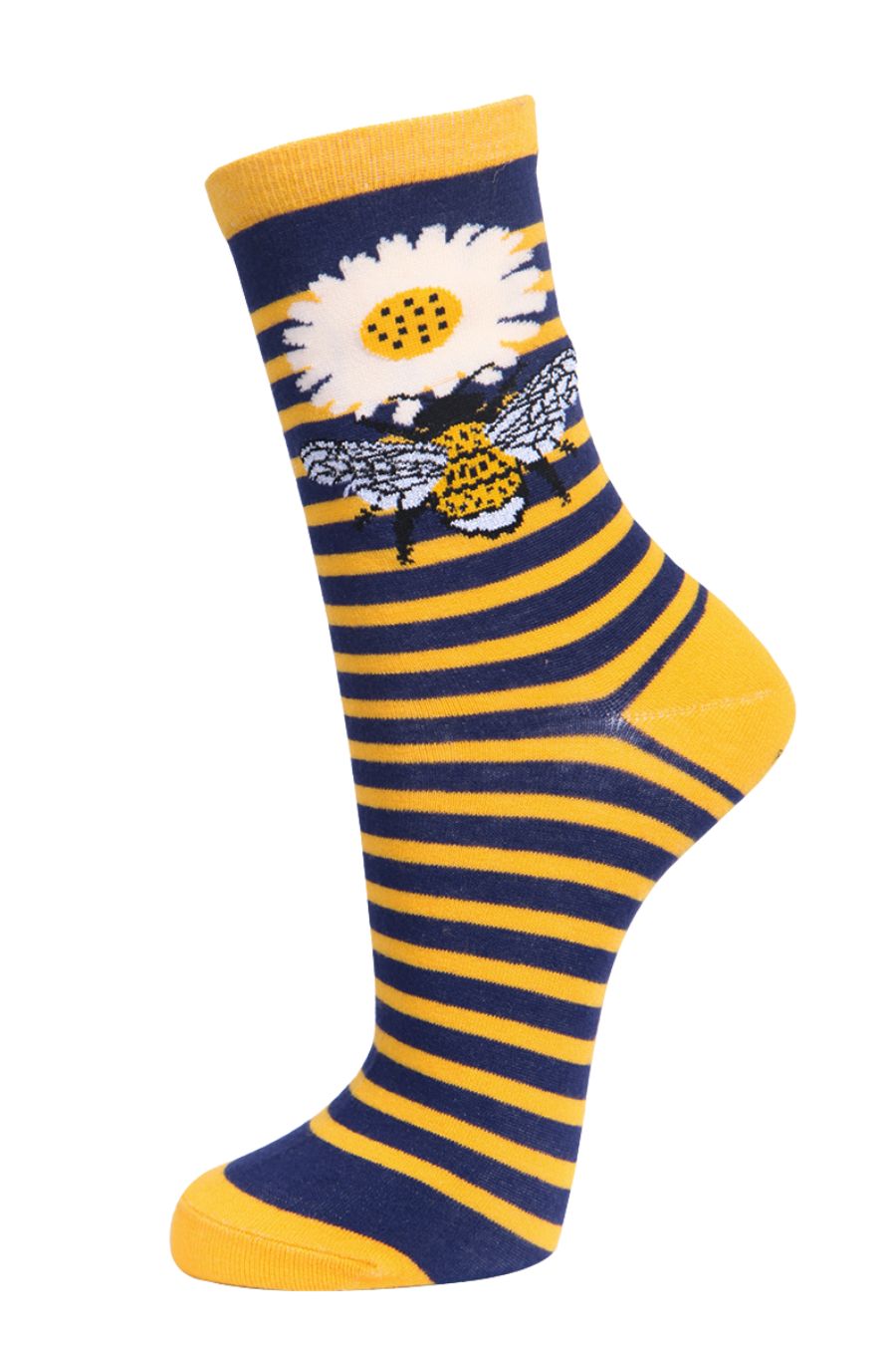 Large Bee and sunflower bamboo socks