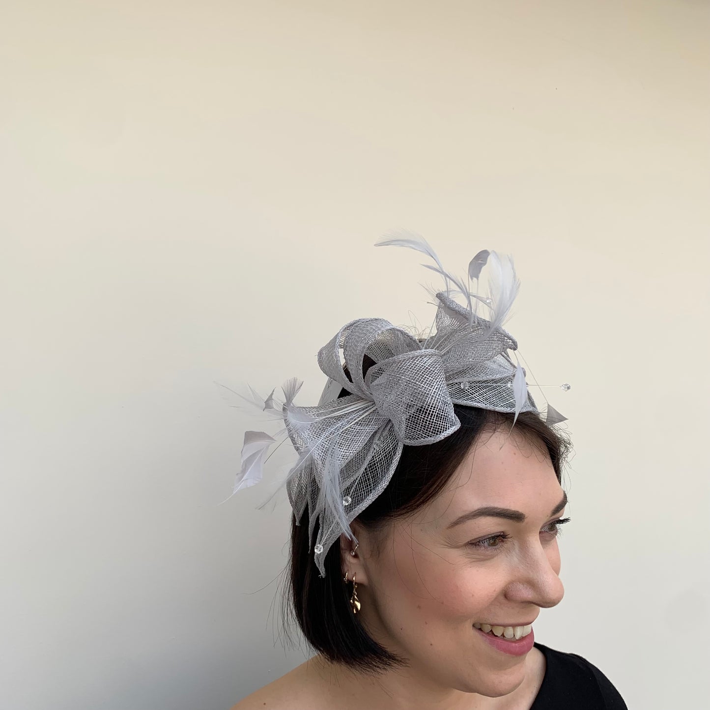 J Bees JB23/318 Fascinator in Greys and Silvers