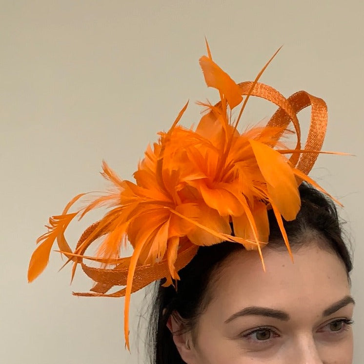 Libby Bea Fascinator with Feather Flowers