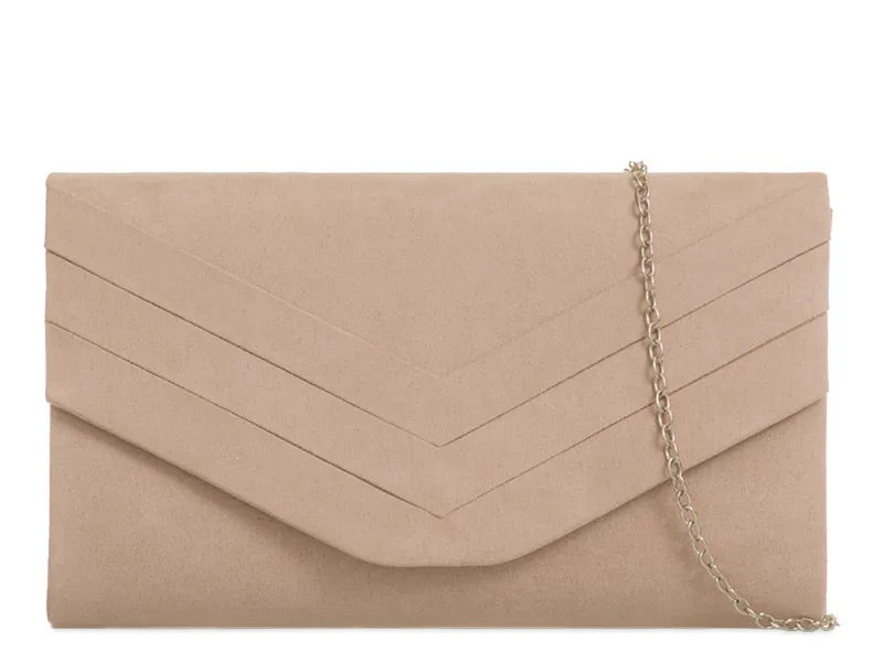 Koko L809 Nude Faux Suede Clutch Bag