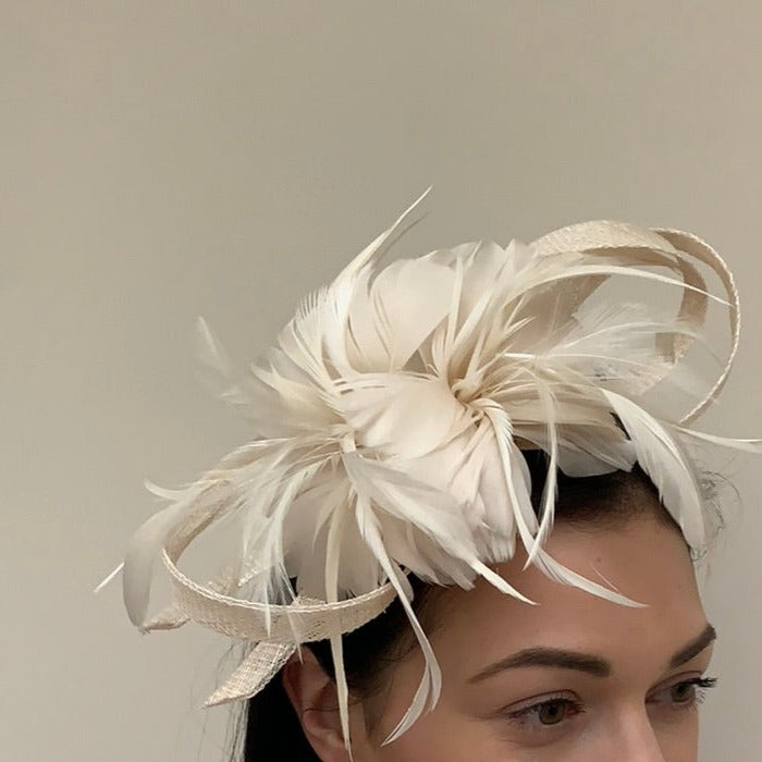 Libby Bea Fascinator with Feather Flowers