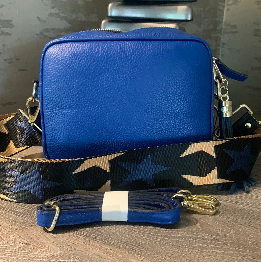 Elie Beaumont Cobalt Blue Leather Crossbody Bag