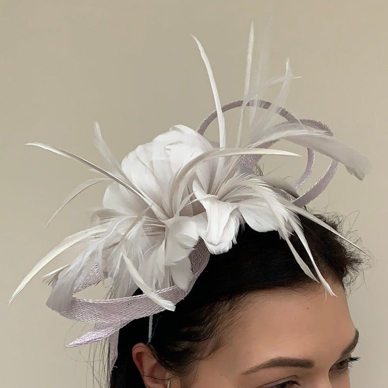 Libby Bea Fascinator with Feather Flowers