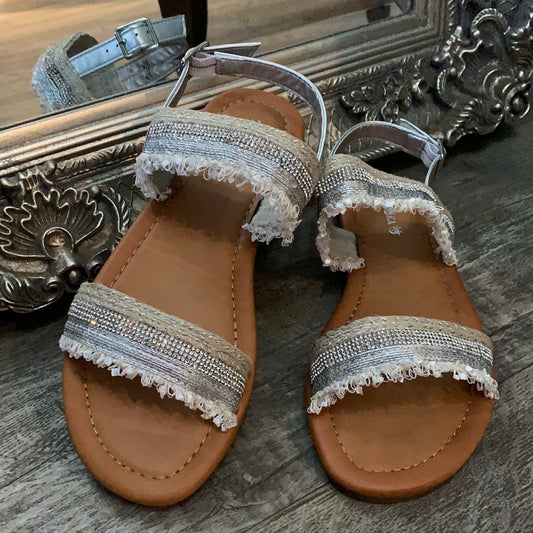 Boho Fabric Flat Sandal with Sparkle