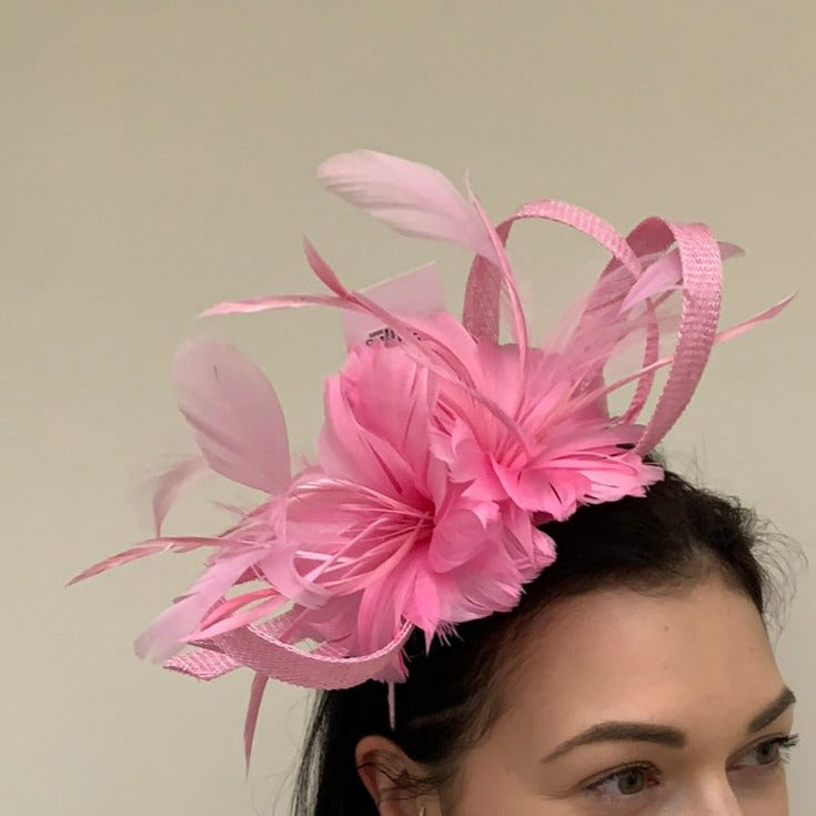 Libby Bea Fascinator with Feather Flowers