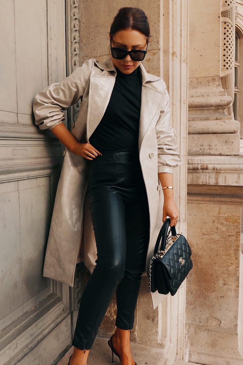Leather look legging with fleece - Black | Guts & Gusto