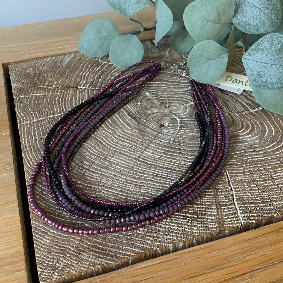 Dante Purple Beaded Layered Necklace