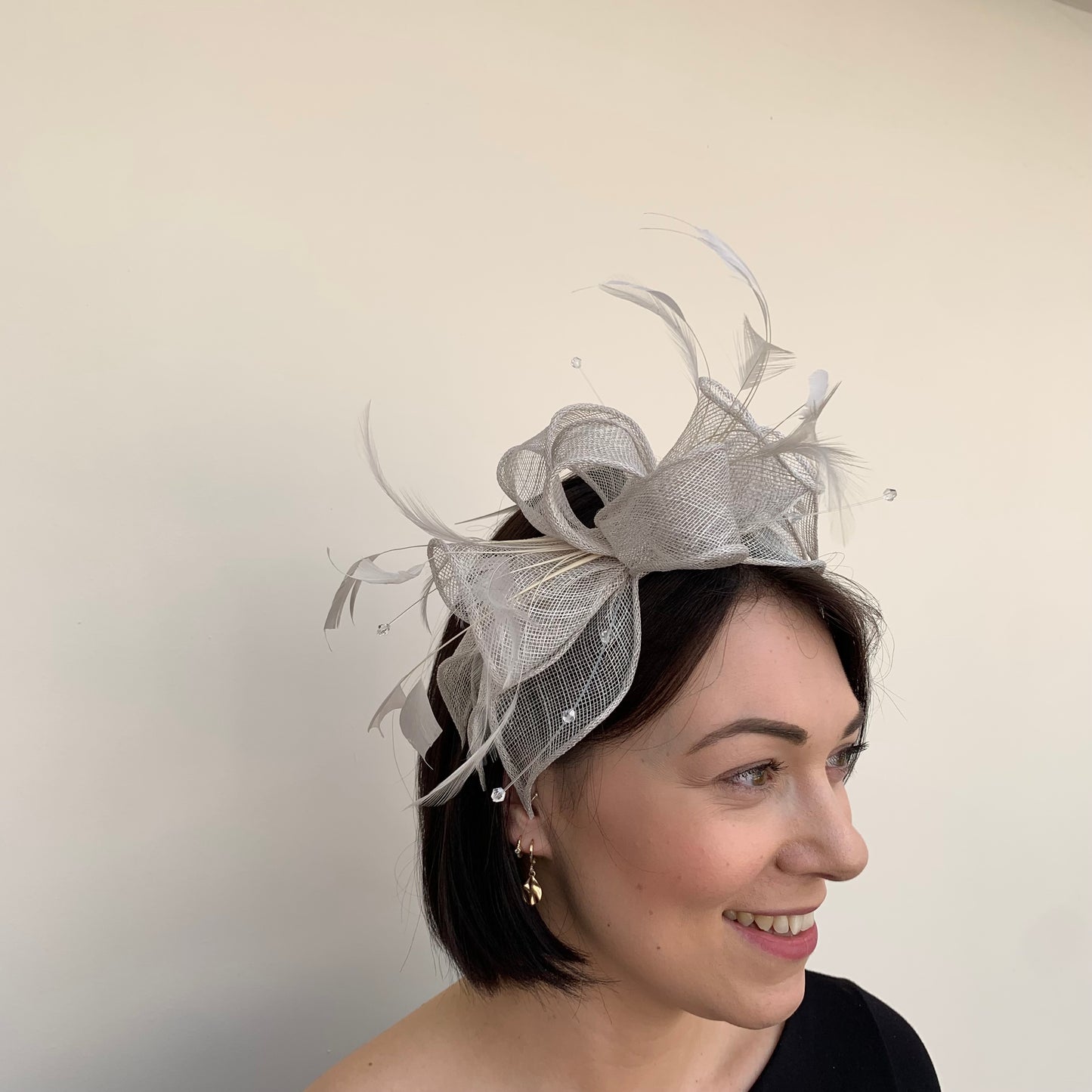 J Bees JB23/318 Fascinator in Greys and Silvers
