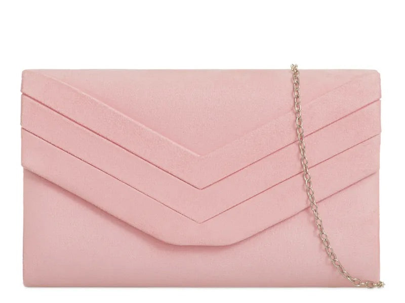 Koko L809 Pink Faux Suede Clutch Bag