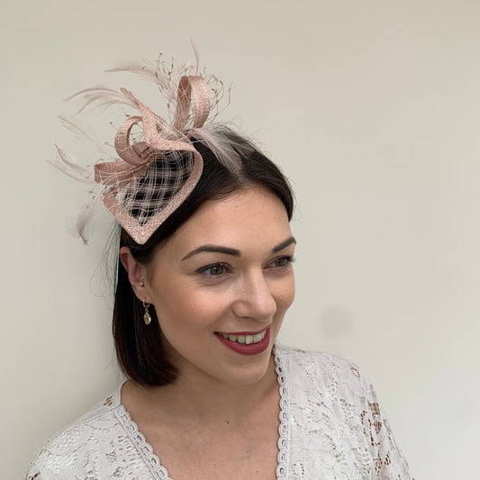 Max and Ellie HF1 Small Fascinator on Headband in Nudes