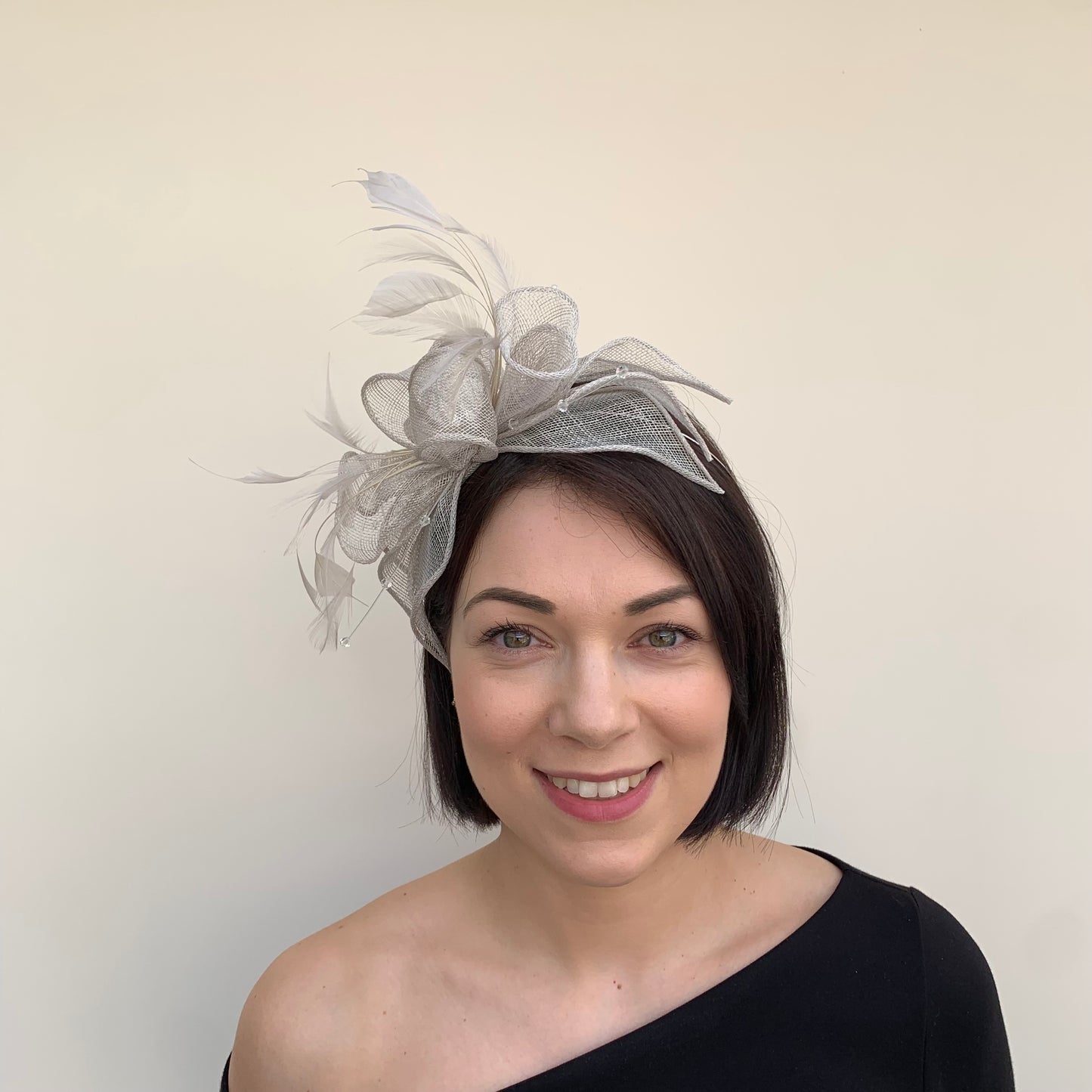 J Bees JB23/318 Fascinator in Greys and Silvers