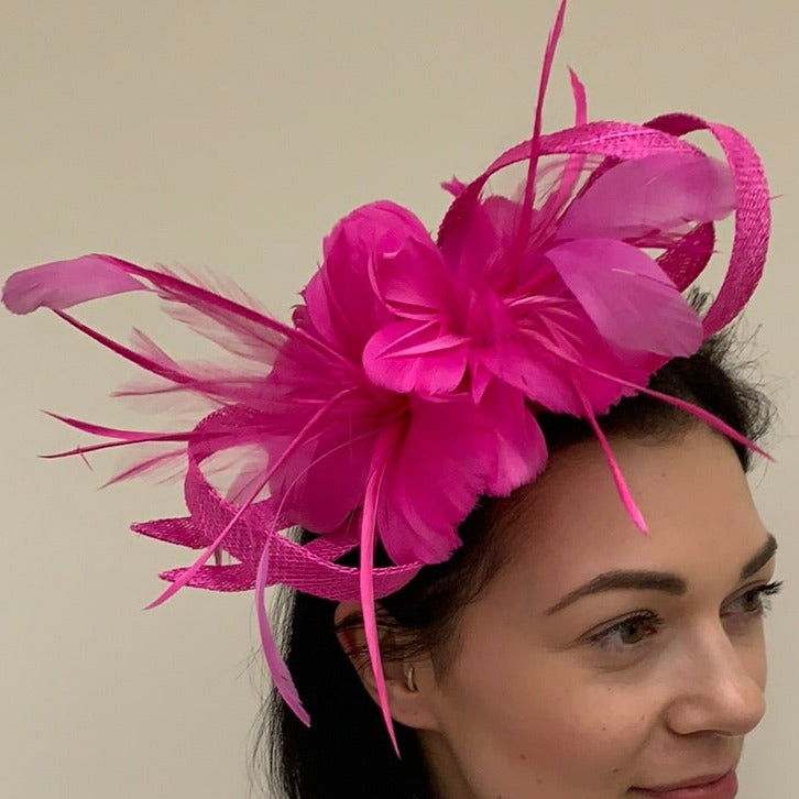 Libby Bea Fascinator with Feather Flowers