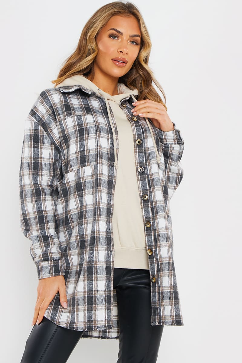Checked Oversized Grey and Cream Shirt Size 10